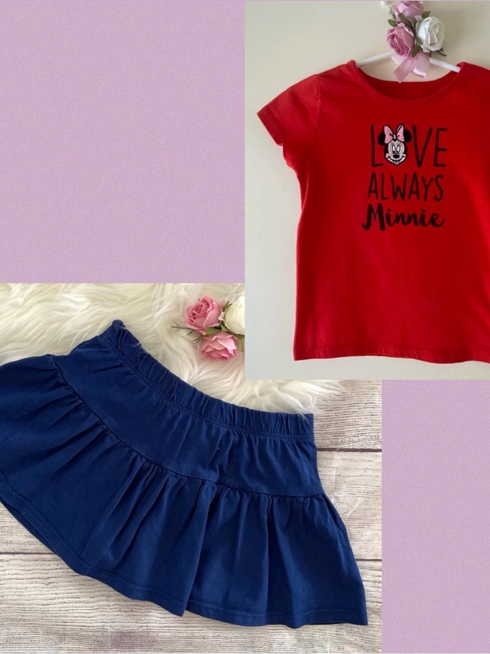 Disney/Cynthia Rowley Toddler Girls Minnie Red Tee & Navy Skort Set, Size 4T